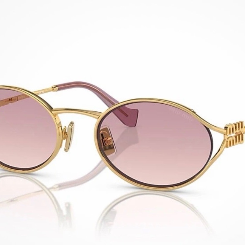 AUTHENTIC Miu Miu SMU 54ZS Pale Gold/Pink (ZVN-50D) Sunglasses